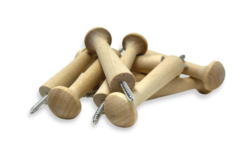 Balsam Point Workshop Screw-On Shaker Pegs Birch Hardwood - 2.9-Inch Wood Length Plus Hangerbolt - 25-Pack - Image 5